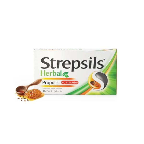 Strepsils ستريبسيلز هيربال بروبوليس مع فيتامين سي - 16 قرص 